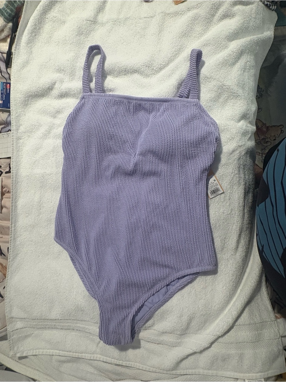 Kona Sol Lavender Ribbed One-Piece Swimsuit